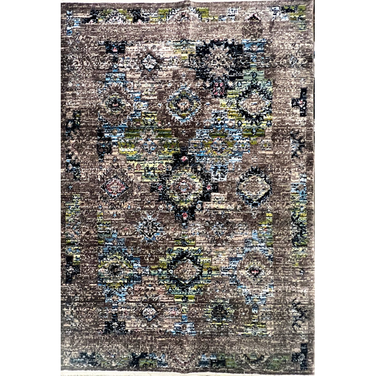 MKGA Machine Woven Grey/Green/Blue Rug Wayfair.co.uk